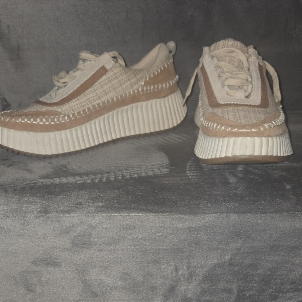 Dolce Vita Tan and Cream Platform Sneakers